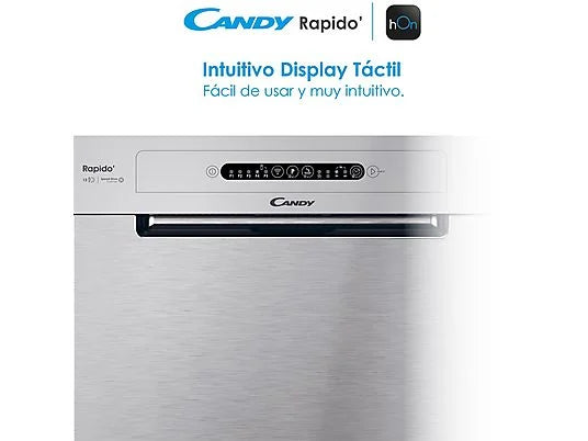 Lavavajillas – Candy Rapido’ CF 3C7L0X, 13 servicios, 5 programas, 60 cm, Motor Inverter, Wi-Fi, Inox