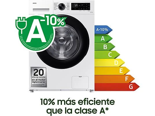Lavadora carga frontal – Samsung WW90CGC04DAEEC, 9 kg, 1400 rpm, EcoBubble™, Función WiFi con SmartThings, Blanco
