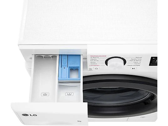 Lavadora carga frontal – LG F4WR5009A6W, Serie 500, 9kg, 1400rpm, 12 programas, AI Direct Drive™, vapor Steam™, Blanco