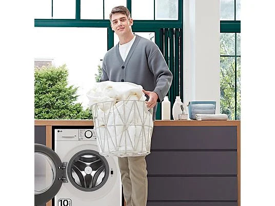 Lavadora carga frontal – LG F4WR5009A6W, Serie 500, 9kg, 1400rpm, 12 programas, AI Direct Drive™, vapor Steam™, Blanco