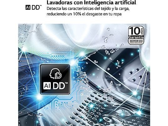 Lavadora carga frontal – LG F4WR7009AGS, Serie 700, 9 kg, 1400 rpm, 14 Programas, AI Direct Drive™, TurboWash™360˚, Inox