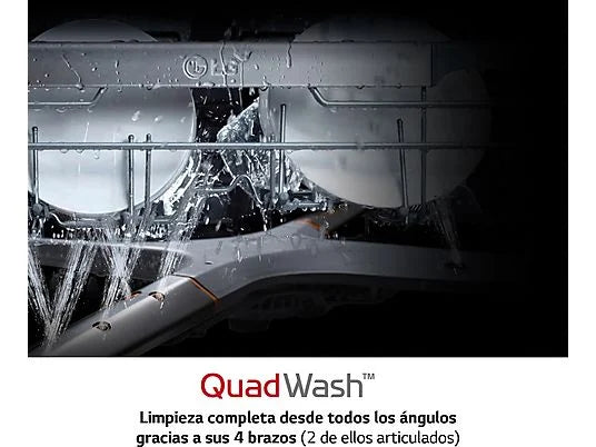 Lavavajillas – LG DF365FPS, 14 servicios, 10 programas, 60 cm, Lavado a vapor, Tercera bandeja, Truesteam™, QuadWash™, Acero inoxidable Antihuellas