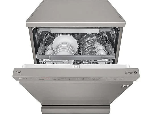 Lavavajillas – LG DF365FPS, 14 servicios, 10 programas, 60 cm, Lavado a vapor, Tercera bandeja, Truesteam™, QuadWash™, Acero inoxidable Antihuellas
