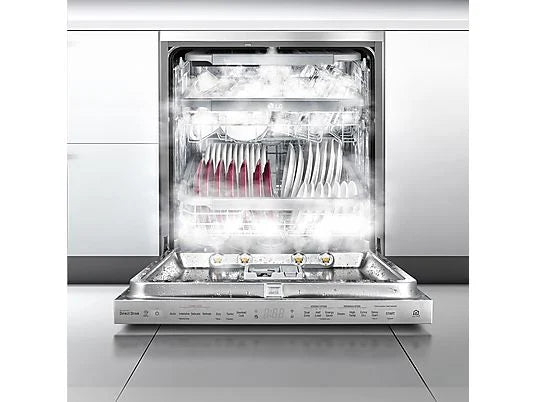 Lavavajillas – LG DF365FPS, 14 servicios, 10 programas, 60 cm, Lavado a vapor, Tercera bandeja, Truesteam™, QuadWash™, Acero inoxidable Antihuellas