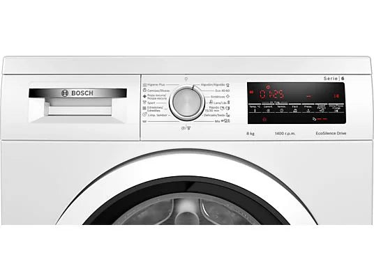 Lavadora carga frontal – Bosch WUU28T63ES, 8 kg, 1.400 rpm, 15 programas, Motor Eco Silence, Activewater, Blanco